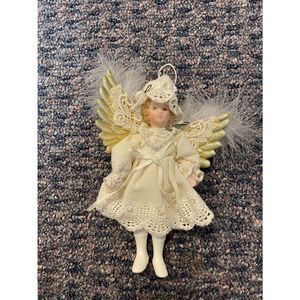 Vintage Miniature Angel Doll with Ceramic Head, hands and feet